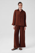 Brown Long-Sleeved Women's Shirt