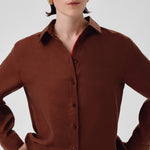 Brown Long-Sleeved Women's Shirt