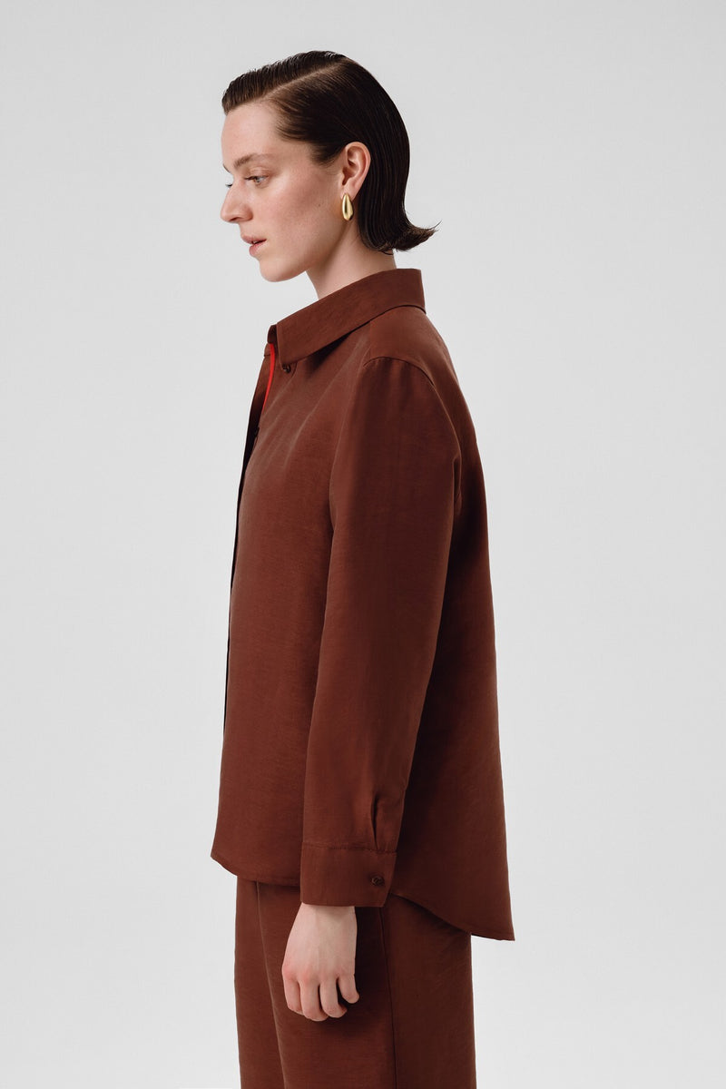 Brown Long-Sleeved Women's Shirt