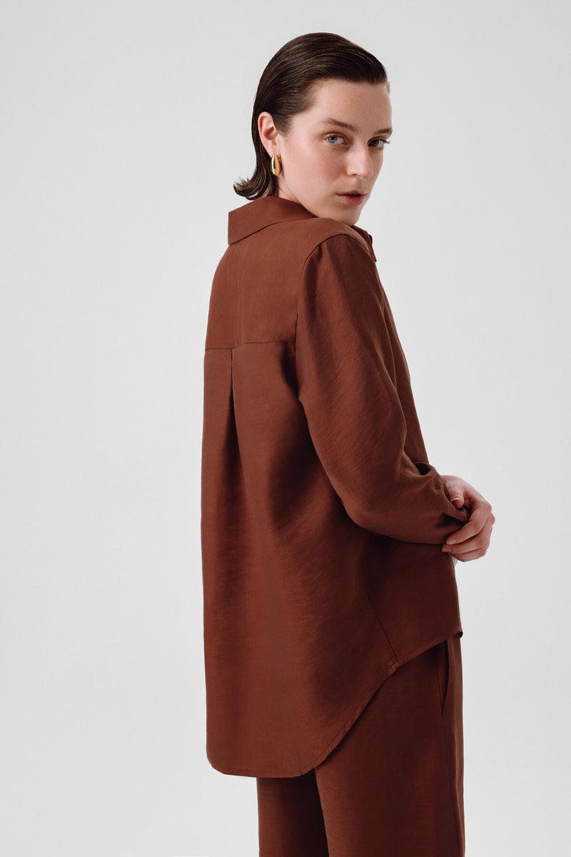 Brown Long-Sleeved Women's Shirt