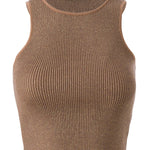 Halter Neck Camel Knit Crop Top