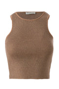 Halter Neck Camel Knit Crop Top