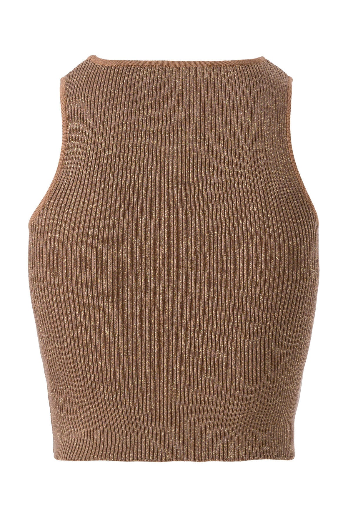 Halter Neck Camel Knit Crop Top