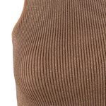 Halter Neck Camel Knit Crop Top