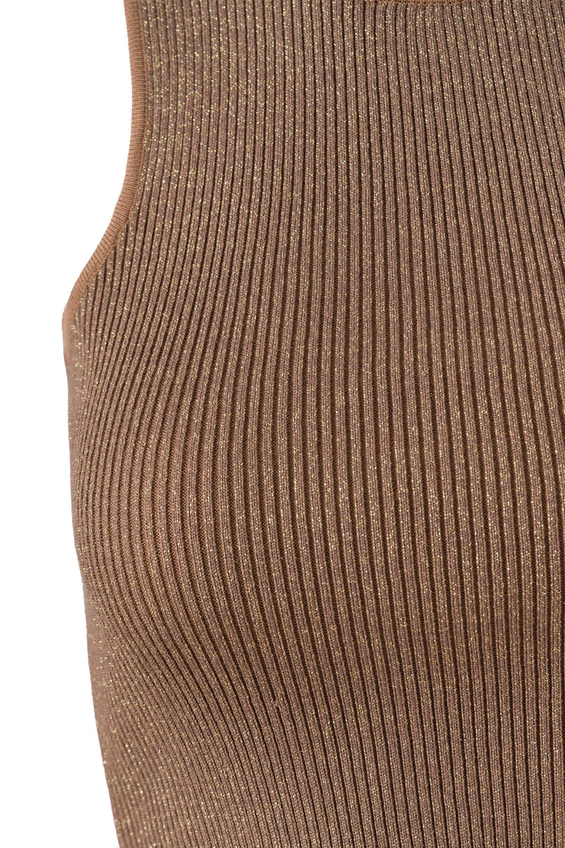 Halter Neck Camel Knit Crop Top