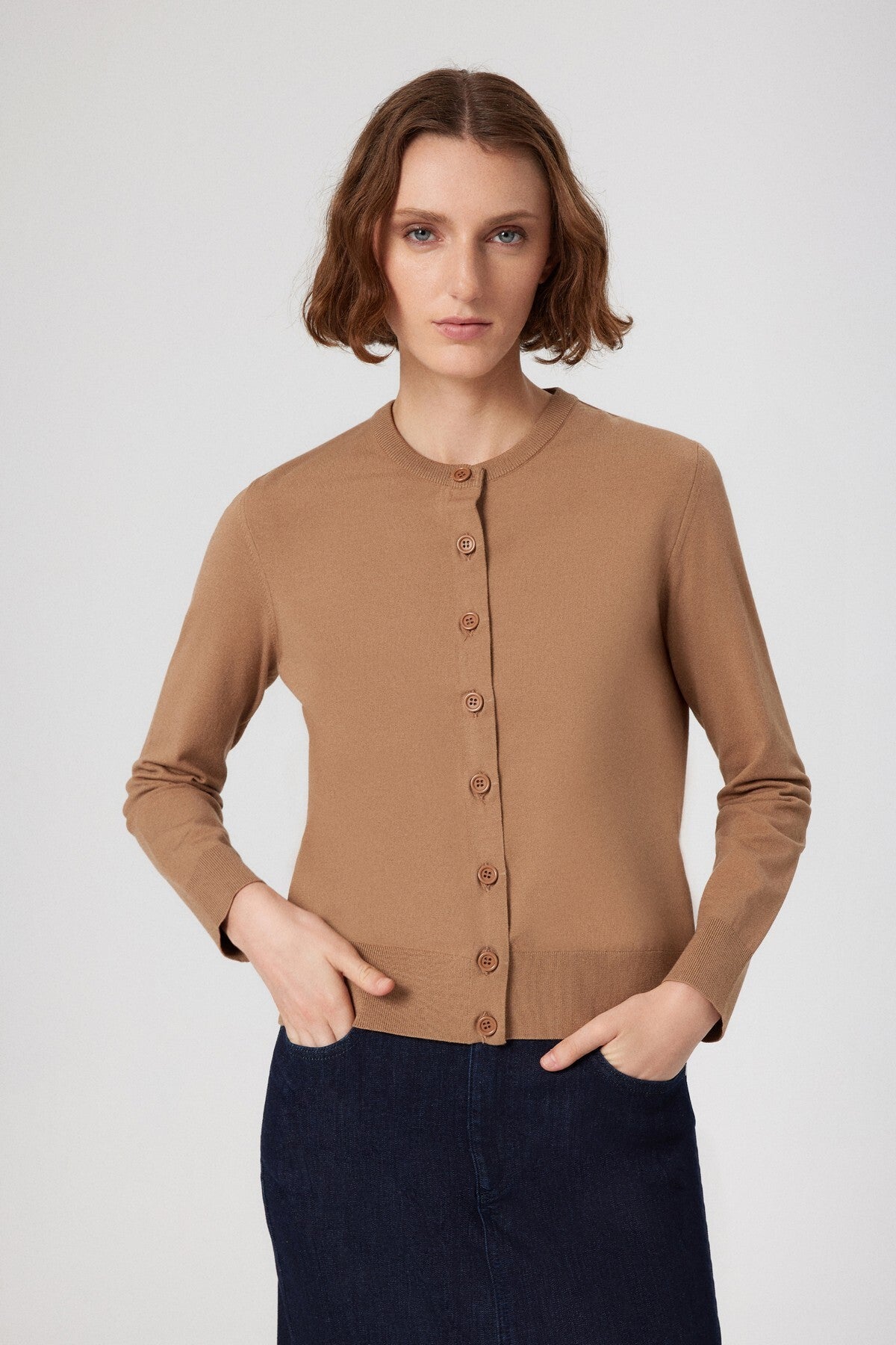 Women's Cardigan with Caramel Button Detail