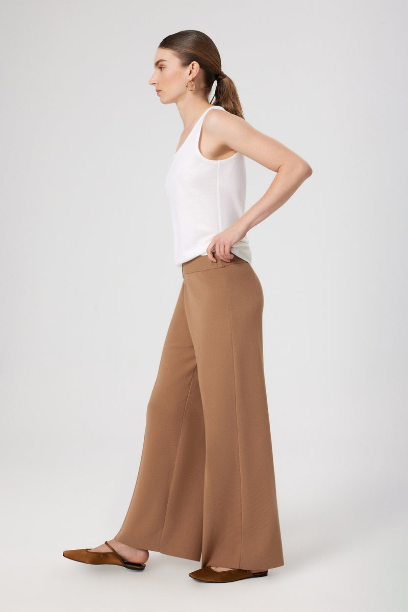 Caramel Pleated Wide Leg Women's Pants