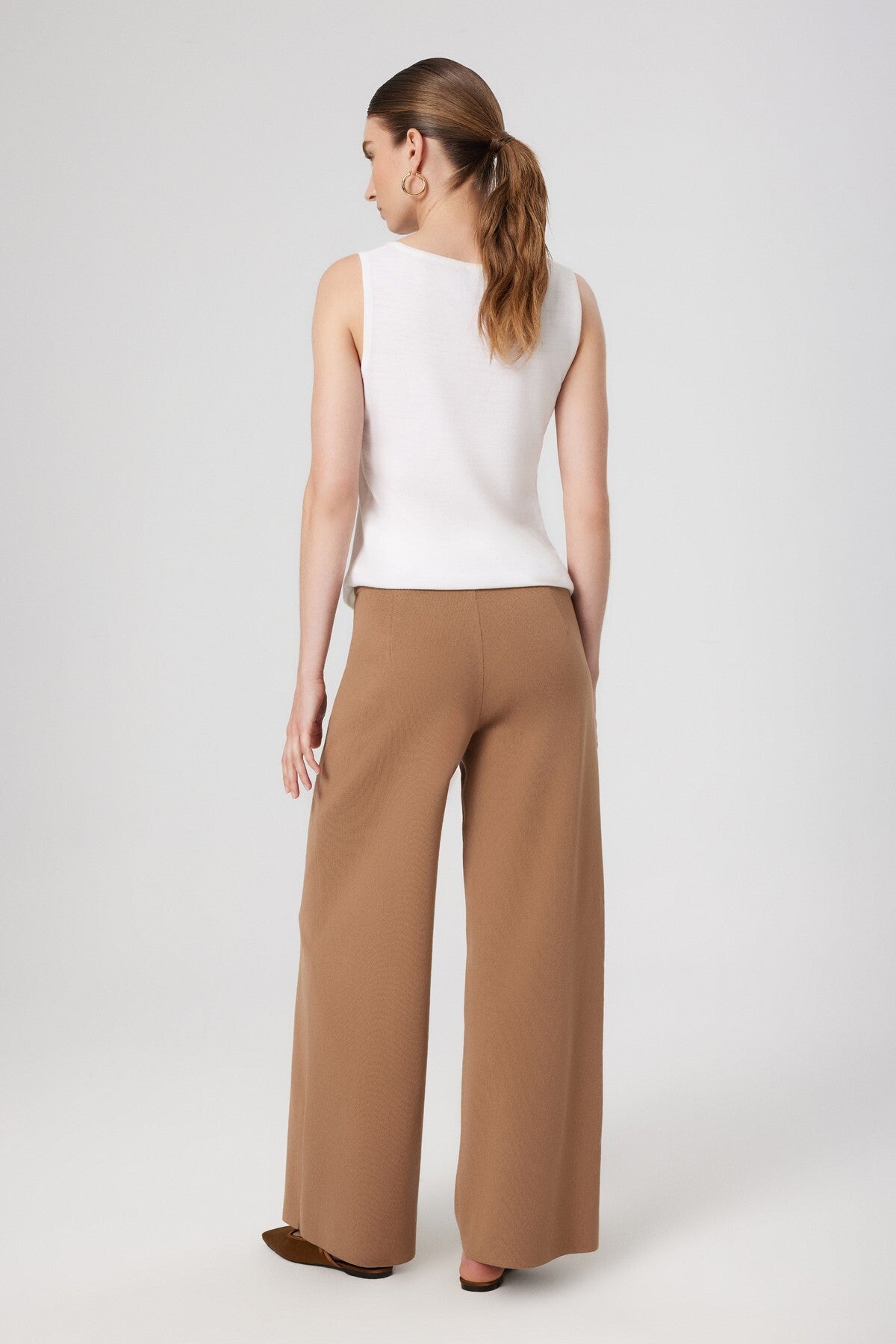 Caramel Pleated Wide Leg Women's Pants