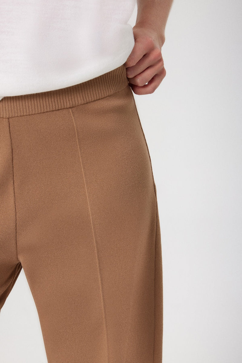 Caramel Pleated Wide Leg Women's Pants