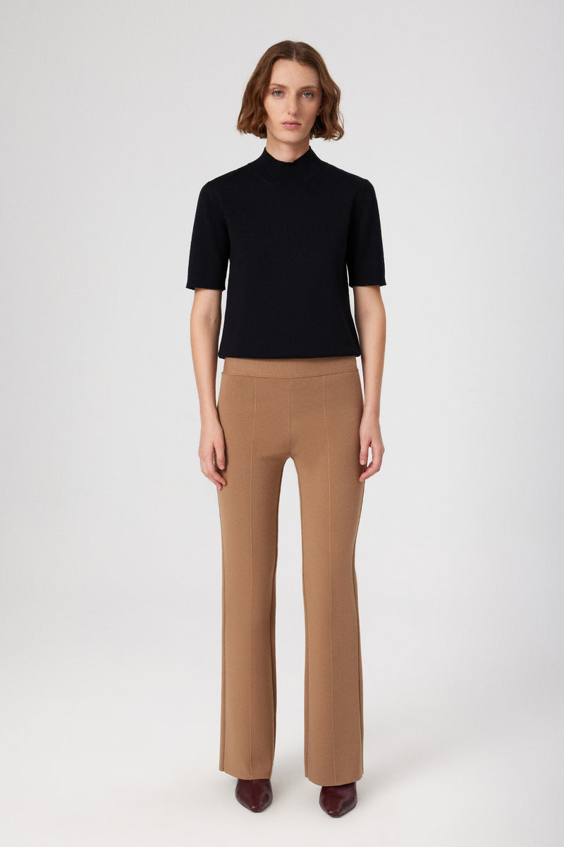 High-Waisted Women's Caramel Ribbed Pants