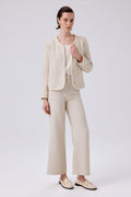 Bone Gold Button Detailed Tweed Pants
