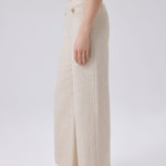 Bone Gold Button Detailed Tweed Pants