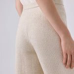 Bone Gold Button Detailed Tweed Pants