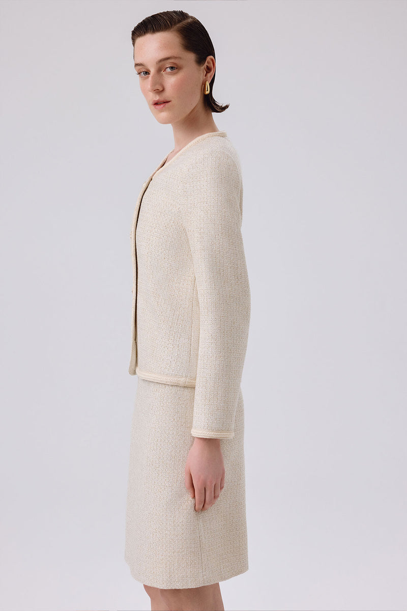 Bone Gold Button Tweed Women's Jacket