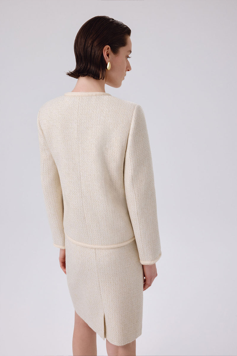 Bone Gold Button Tweed Women's Jacket