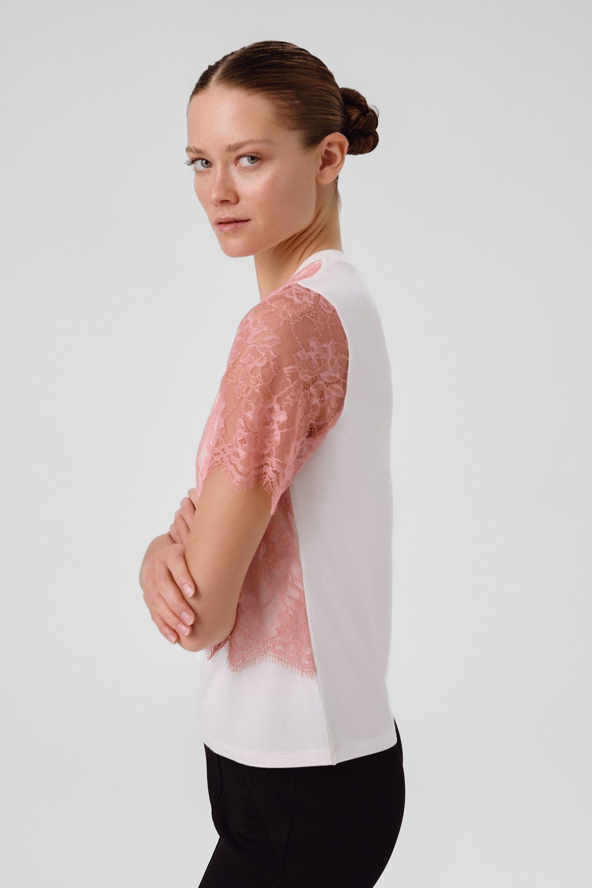 Bone Pink Lace Women's T-Shirt