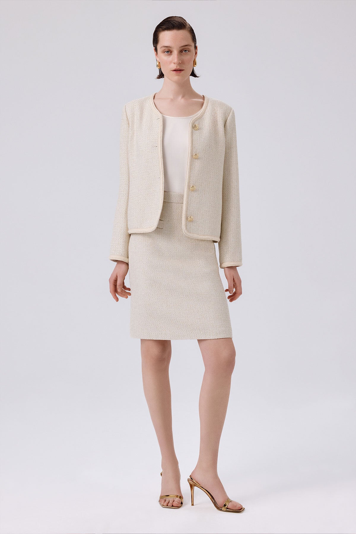 Bone Slit Detailed Pencil Skirt