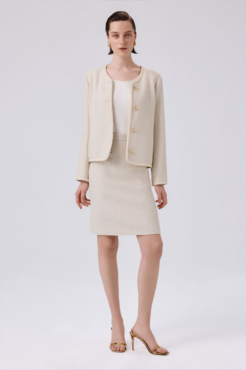 Bone Slit Detailed Pencil Skirt