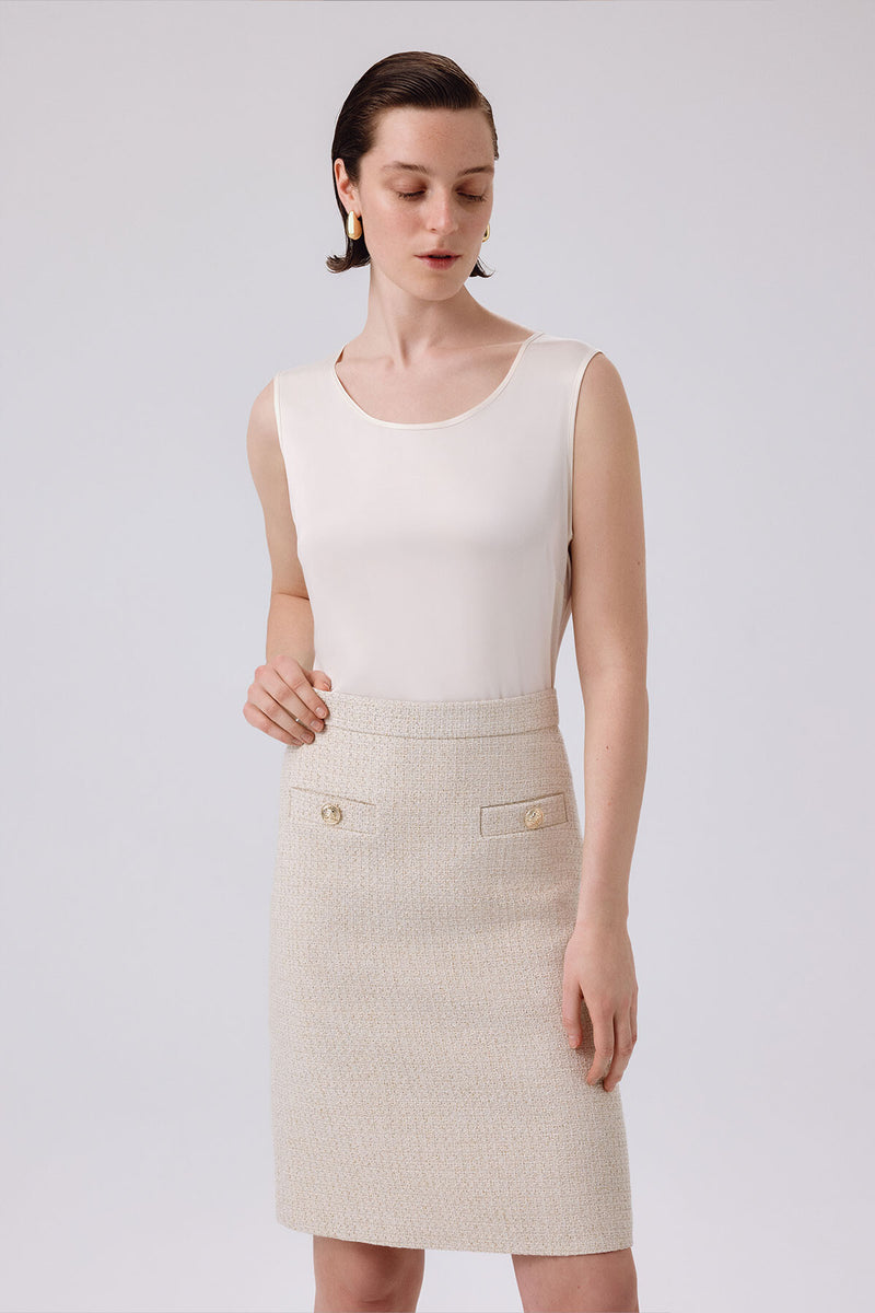 Bone Slit Detailed Pencil Skirt