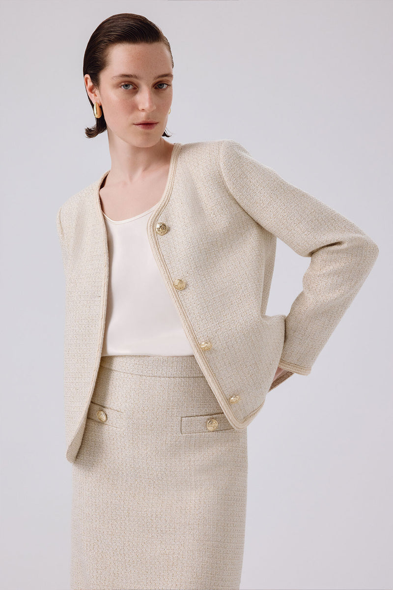 Bone Slit Detailed Pencil Skirt