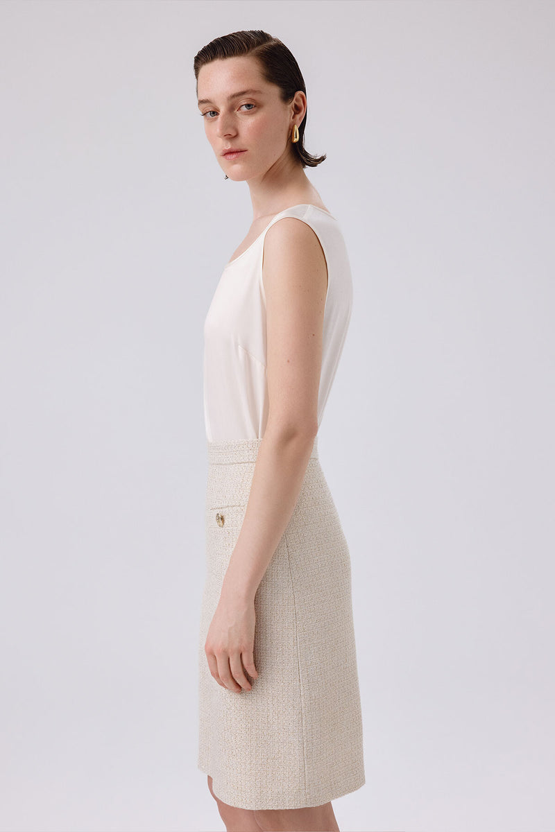 Bone Slit Detailed Pencil Skirt