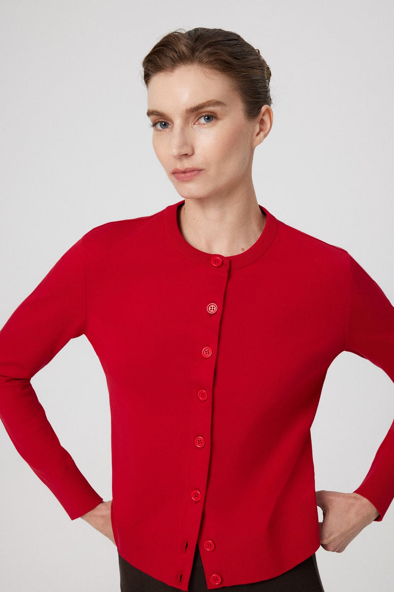 Women's Cardigan with Red Button Detail