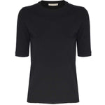 Short-Sleeved Slim Fit Black Knit Women's Sweater