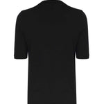 Short-Sleeved Slim Fit Black Knit Women's Sweater