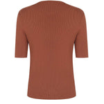 Short-Sleeved Brown Knit Women's Sweater