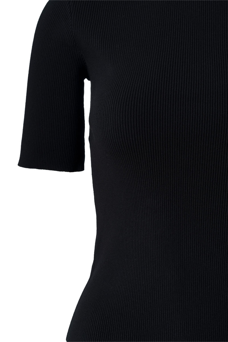 Short-Sleeved Black Knit Women's Sweater