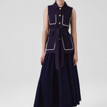 Navy Blue Belted Women's Vest