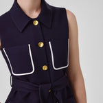 Navy Blue Belted Women's Vest