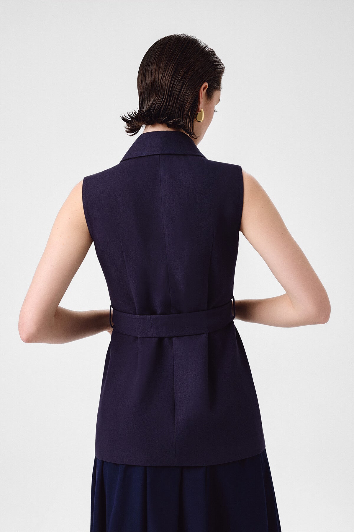 Navy Blue Belted Women's Vest