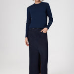 Navy Blue Crew Neck Basic Women's Sweater