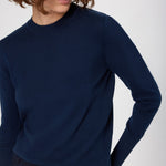 Navy Blue Crew Neck Basic Women's Sweater