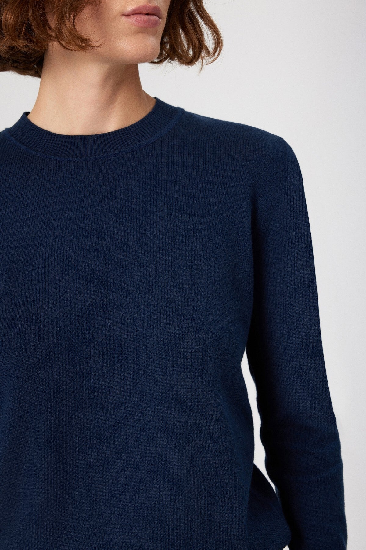 Navy Blue Crew Neck Basic Women's Sweater