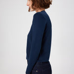 Navy Blue Crew Neck Basic Women's Sweater
