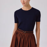 Navy Blue Short Sleeve Women's Sweater with a Bike Neck