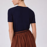 Navy Blue Short Sleeve Women's Sweater with a Bike Neck
