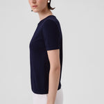 Navy Blue Crew Neck Short Sleeve Women's T-Shirt