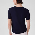 Navy Blue Crew Neck Short Sleeve Women's T-Shirt