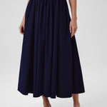 Navy Blue Long Skirt with Pocket Details