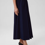 Navy Blue Long Skirt with Pocket Details