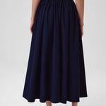Navy Blue Long Skirt with Pocket Details