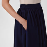 Navy Blue Long Skirt with Pocket Details