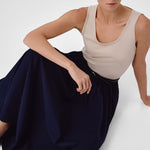 Navy Blue Long Skirt with Pocket Details