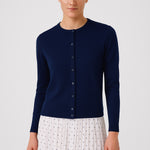 Navy Buttoned Women's Cardigan