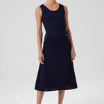 Navy Mesh Midi Skirt