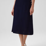 Navy Mesh Midi Skirt