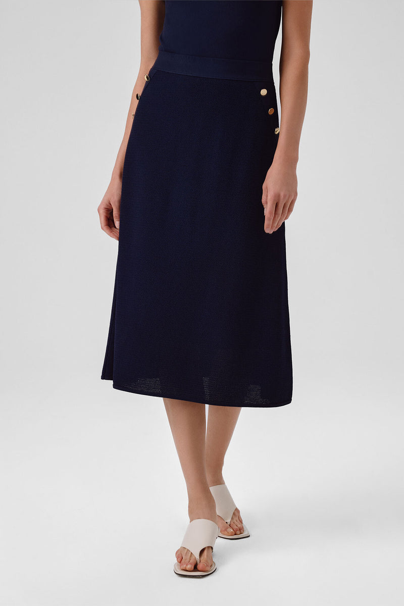 Navy Mesh Midi Skirt